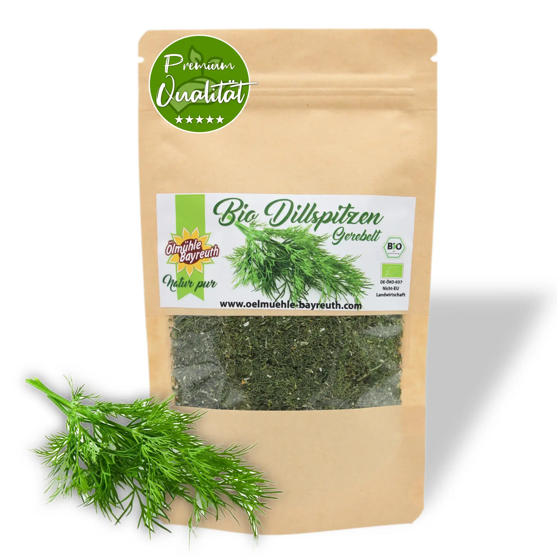 Bio Dillspitzen, getrocknet und gerebelt in Premium Qualität von der Ölmühle Bayreuth Bio Dillspitzen, getrocknet und gerebelt in Premium Qualität von der Ölmühle Bayreuth